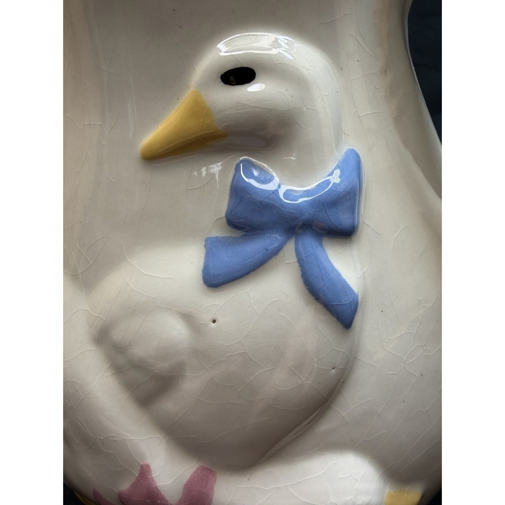 Vintage Otagiri Bowed Goose Pitcher Hand Painted White Geese 1983 Ceramic - Picture 3 of 14